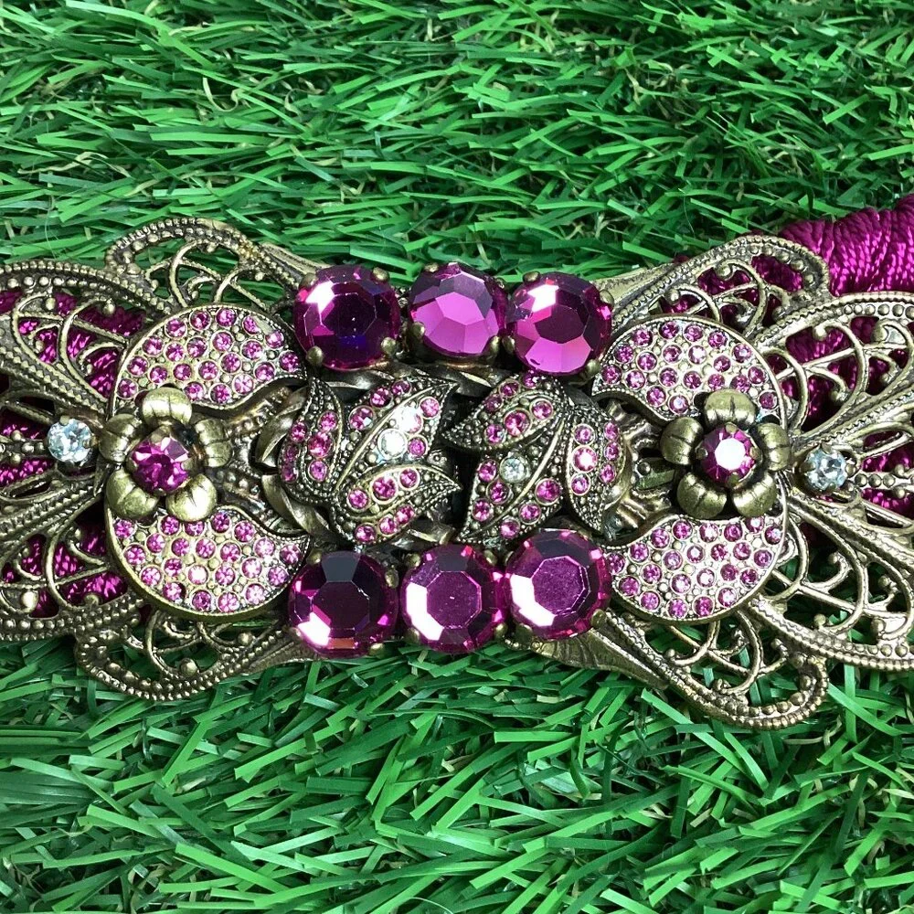 Vintage Gutos West Germany Purple Braided Rope & Rhinestone Belt S/M